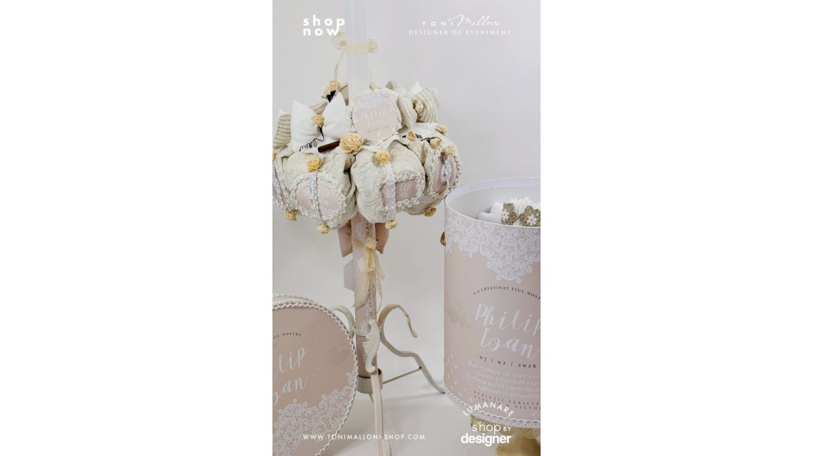 Trusou de botez brodat unisex, pentru fete sau baieti, Tres Chic Lace 19